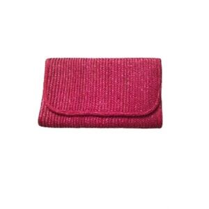 VINTAGE 1970’s Red Straw strapless purse, Raffia style